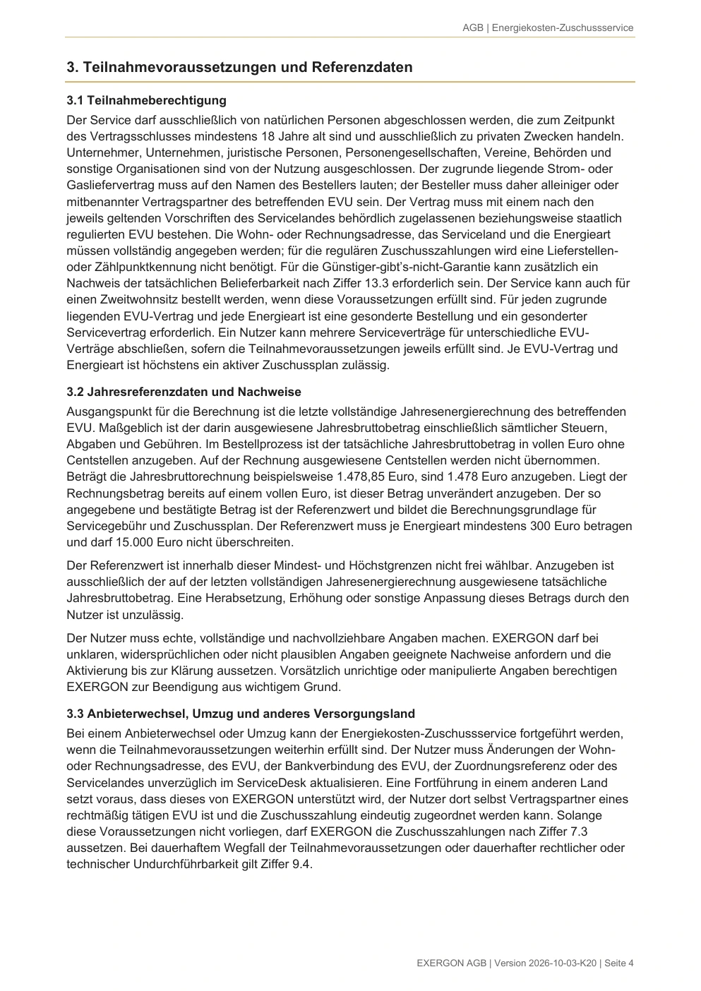 EXERGON Nutzungsbedingungen - Seite 4 von 17