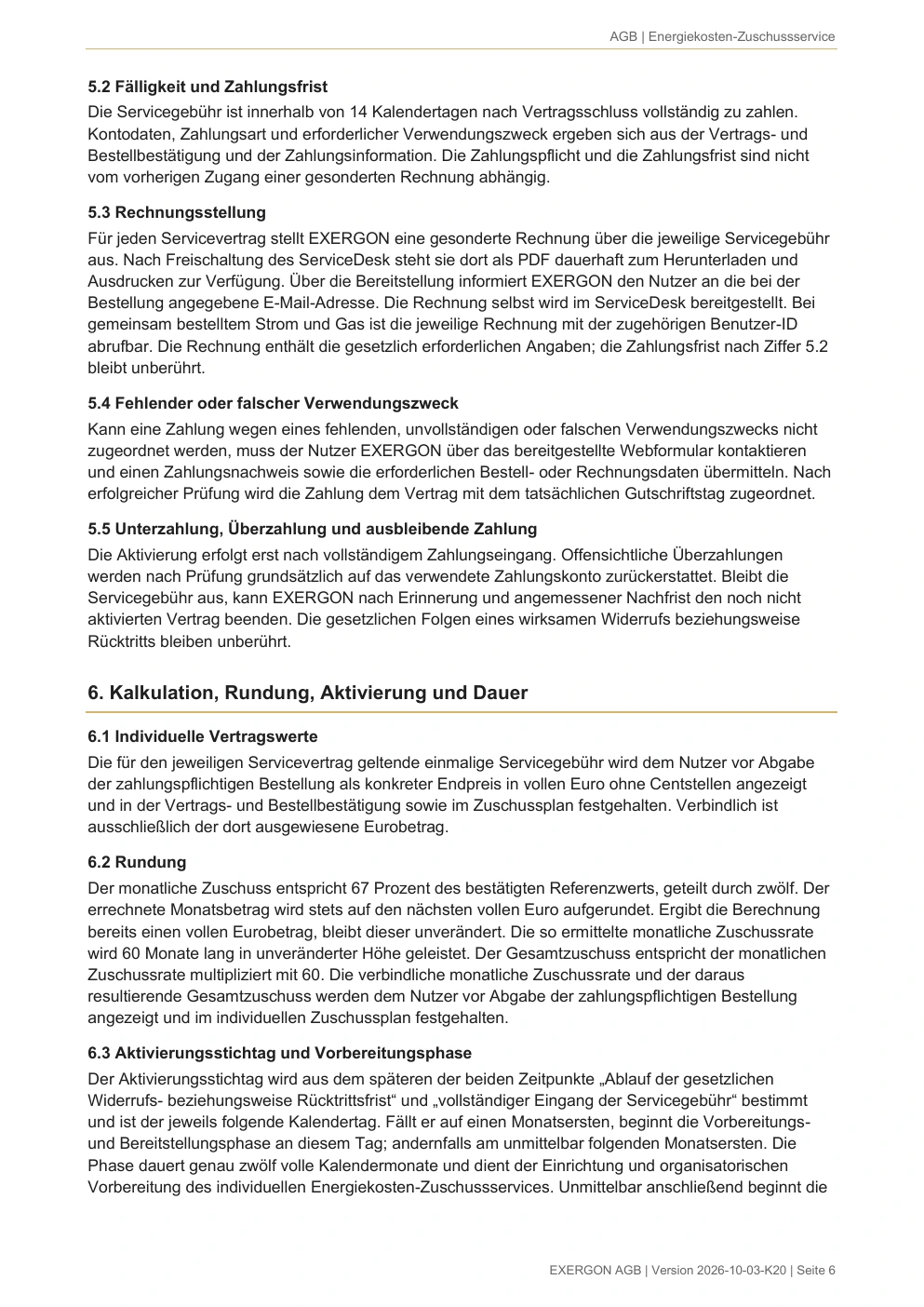 EXERGON Nutzungsbedingungen - Seite 6 von 17