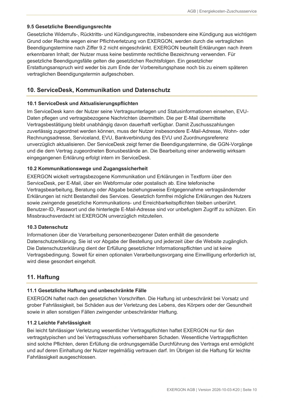 EXERGON Nutzungsbedingungen - Seite 10 von 17