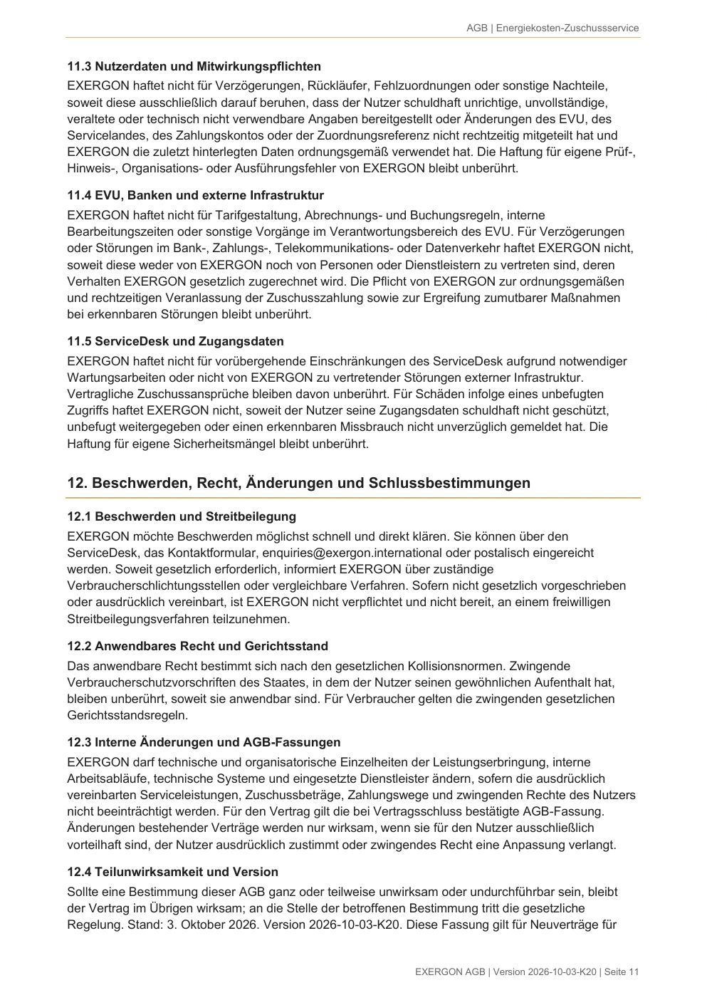 EXERGON Nutzungsbedingungen - Seite 11 von 17