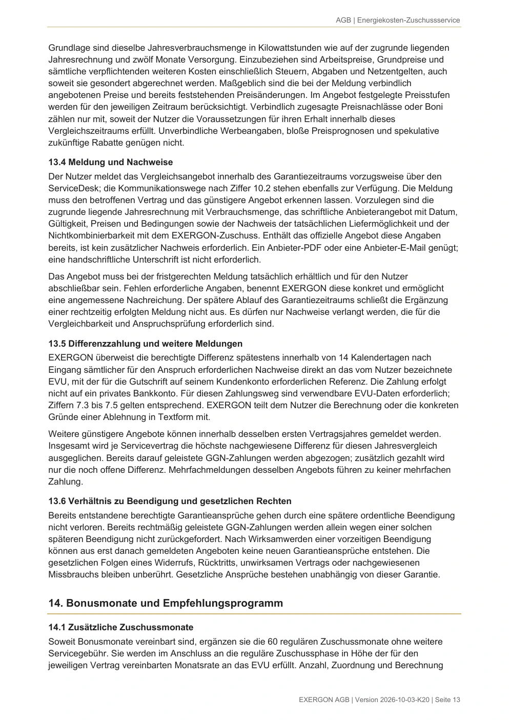 EXERGON Nutzungsbedingungen - Seite 13 von 17